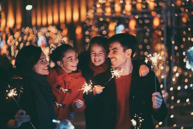 A family celebrating Christmas