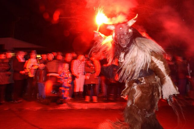 "Perchten" are a tradition in the Austro-Bavarian Alpine region, which are supposed to drive off the winter with their dark grimaces and bells 